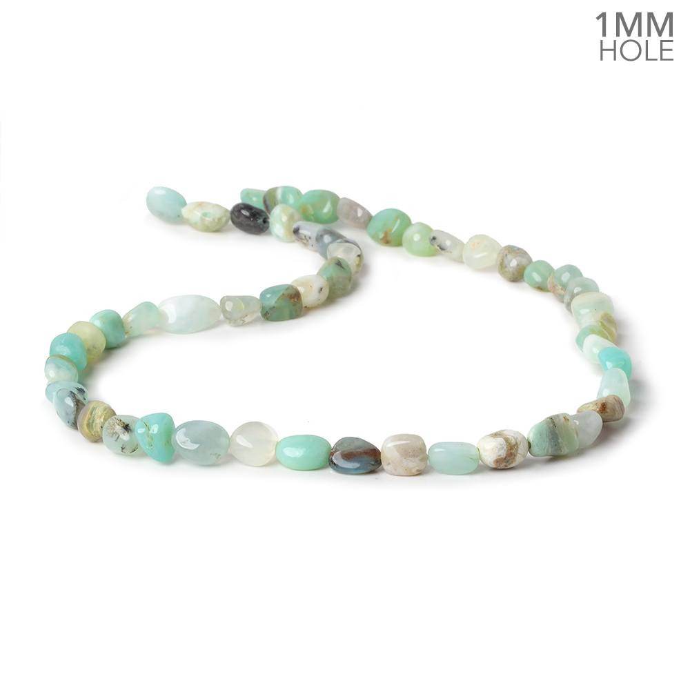 5x5-9x5mm Blue Peruvian Opal plain nuggets 15 inch 49 beads 1mm drill hole - Beadsofcambay.com