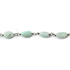 5x5-9x5mm Matte Aquamarine plain nugget Black Gold plated Chain by the foot 22 beads per - Beadsofcambay.com
