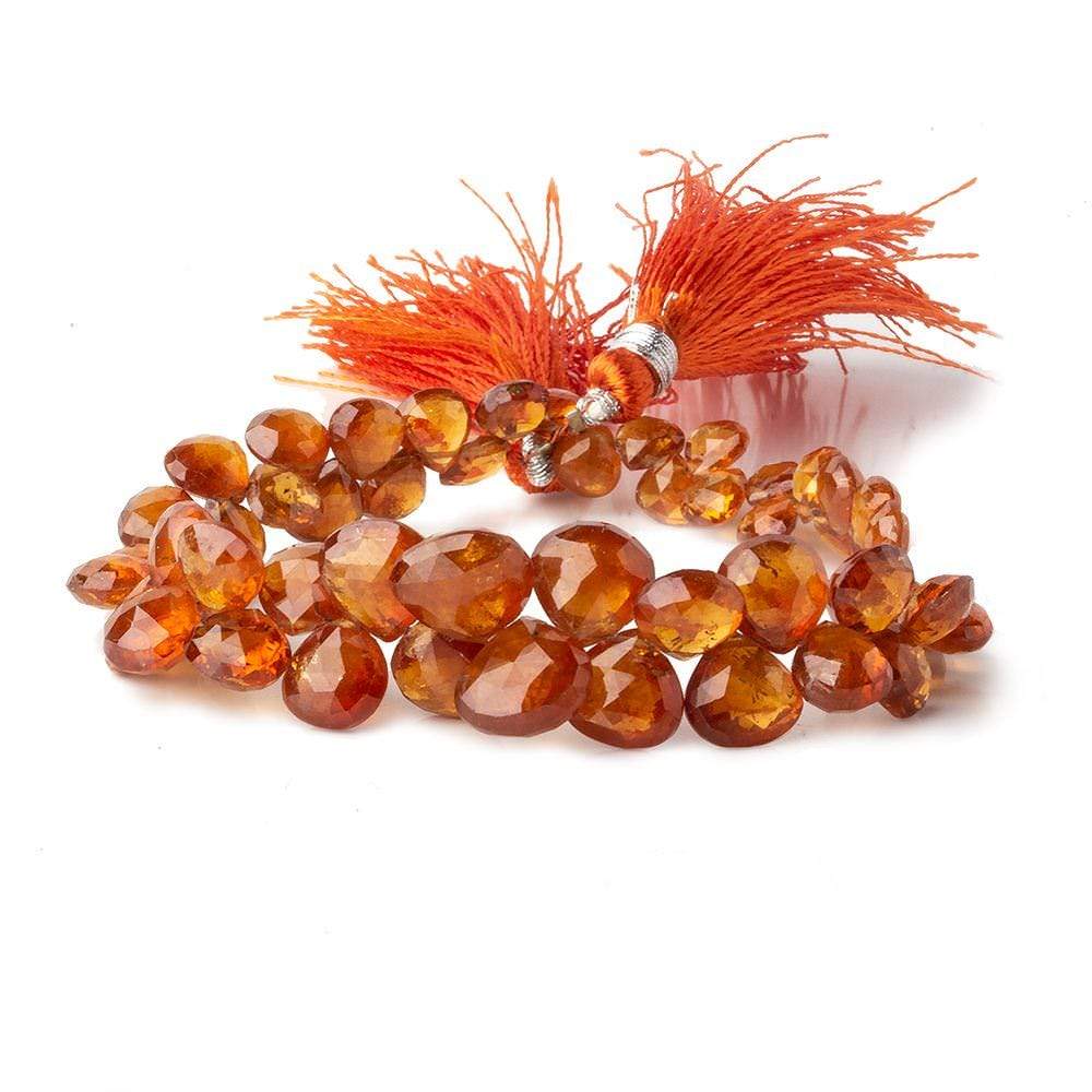 5x5-9x9mm Mandarin Garnet Heart Beads 7.5 inch 55 pieces AAA - Beadsofcambay.com