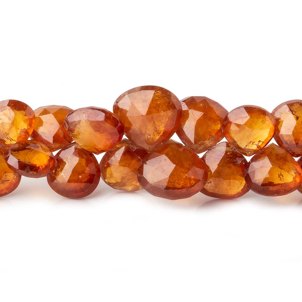 5x5-9x9mm Mandarin Garnet Heart Beads 7.5 inch 55 pieces AAA - Beadsofcambay.com
