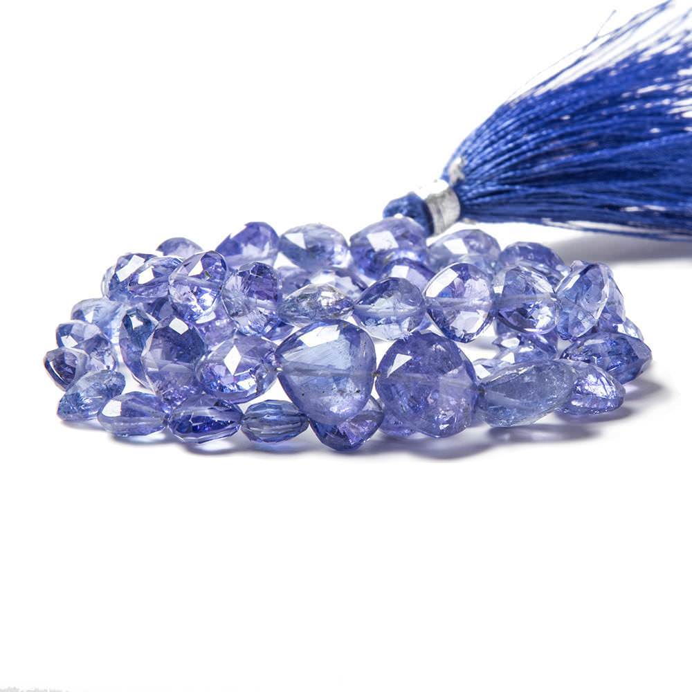 5x5-9x9mm Tanzanite Straight Drilled Faceted Heart Beads 16 inch 62 pcs - Beadsofcambay.com