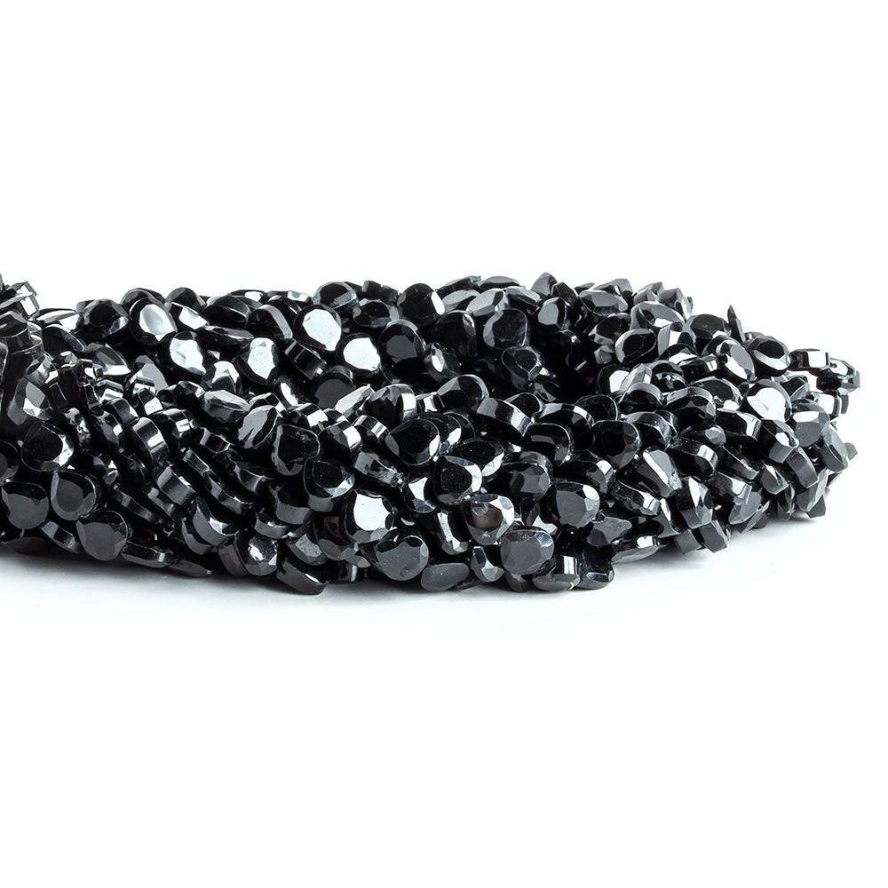 5x5mm Black Spinel Bezel Faceted Heart Beads 13.5 inch 67 pieces A Grade - Beadsofcambay.com