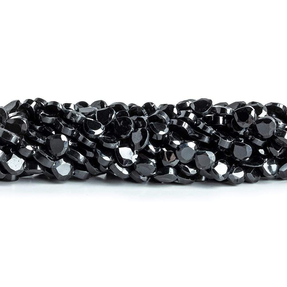 5x5mm Black Spinel Bezel Faceted Heart Beads 13.5 inch 67 pieces A Grade - Beadsofcambay.com