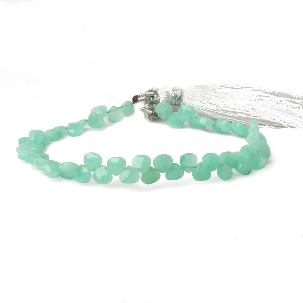 5x5mm Chrysoprase Heart Micro-Briolette Beads 6 inch 54 pieces - Beadsofcambay.com