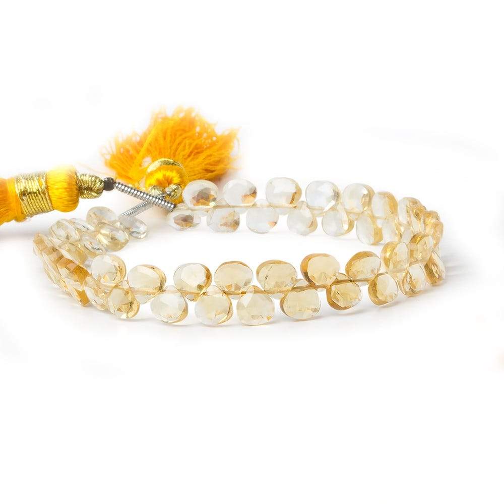 5x5mm Citrine Heart Micro-Briolette Beads 6 inch 54 pieces - Beadsofcambay.com