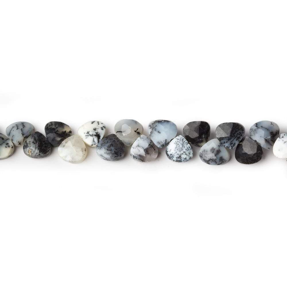 5x5mm Dendritic Opal Heart Micro-Briolette Beads 6 inch 54 pieces - Beadsofcambay.com