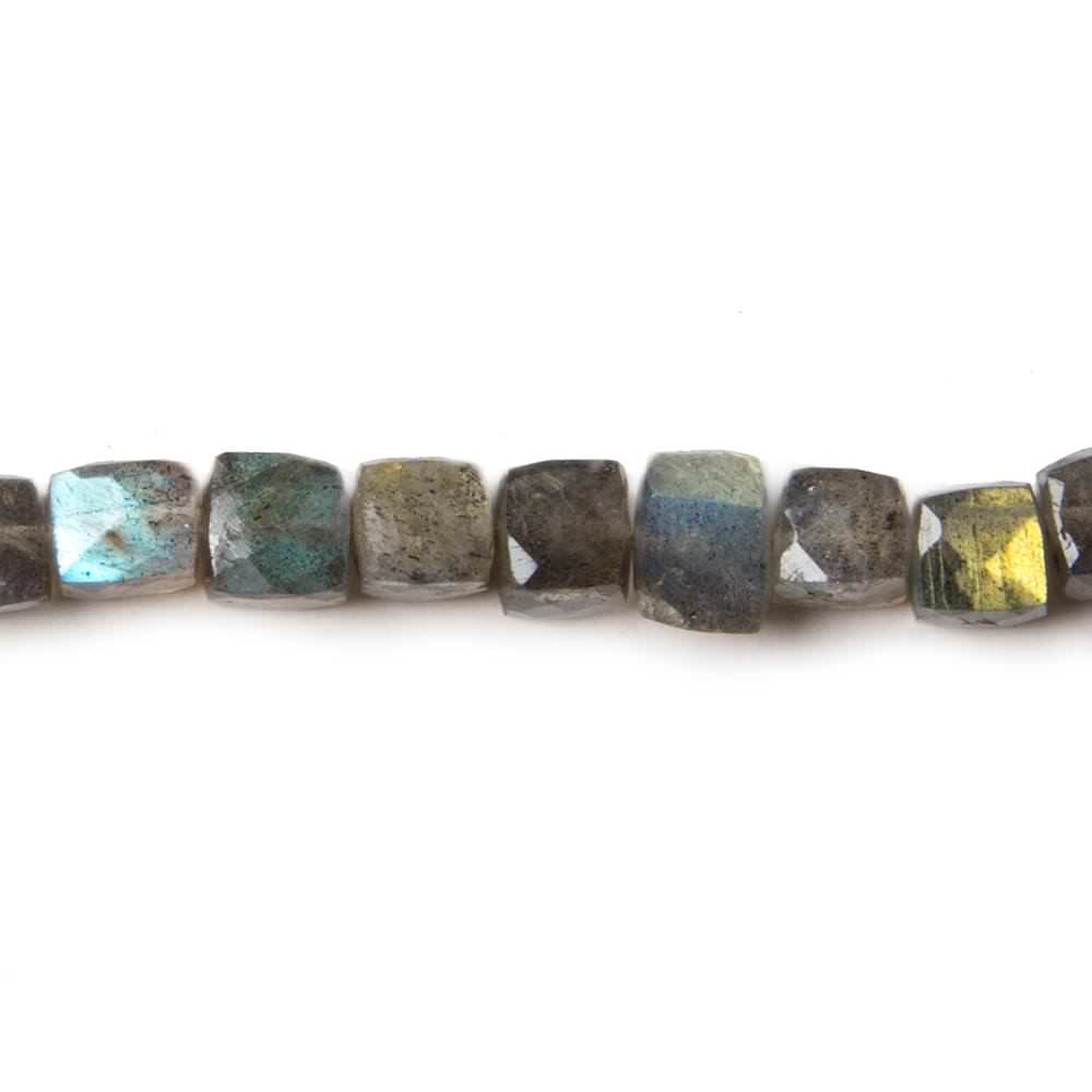 5x5mm Labradorite Faceted Cube Beads 8 inch 34 pieces - Beadsofcambay.com