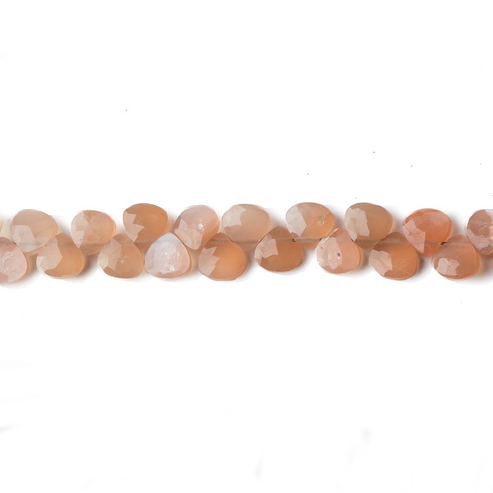 5x5mm Peach Moonstone Heart Micro-Briolette Beads 6 inch 54 pieces - Beadsofcambay.com