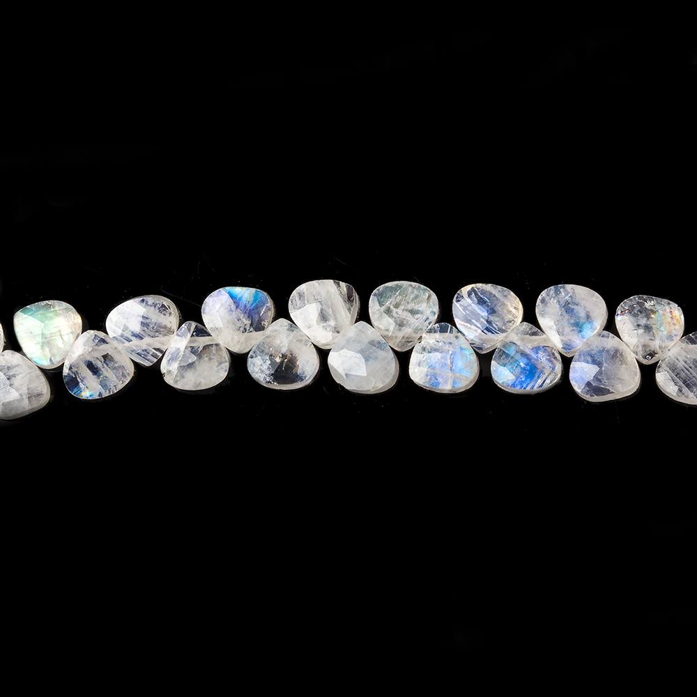 5x5mm Rainbow Moonstone Heart Micro-Briolette Beads 6 inch 54 pieces - Beadsofcambay.com
