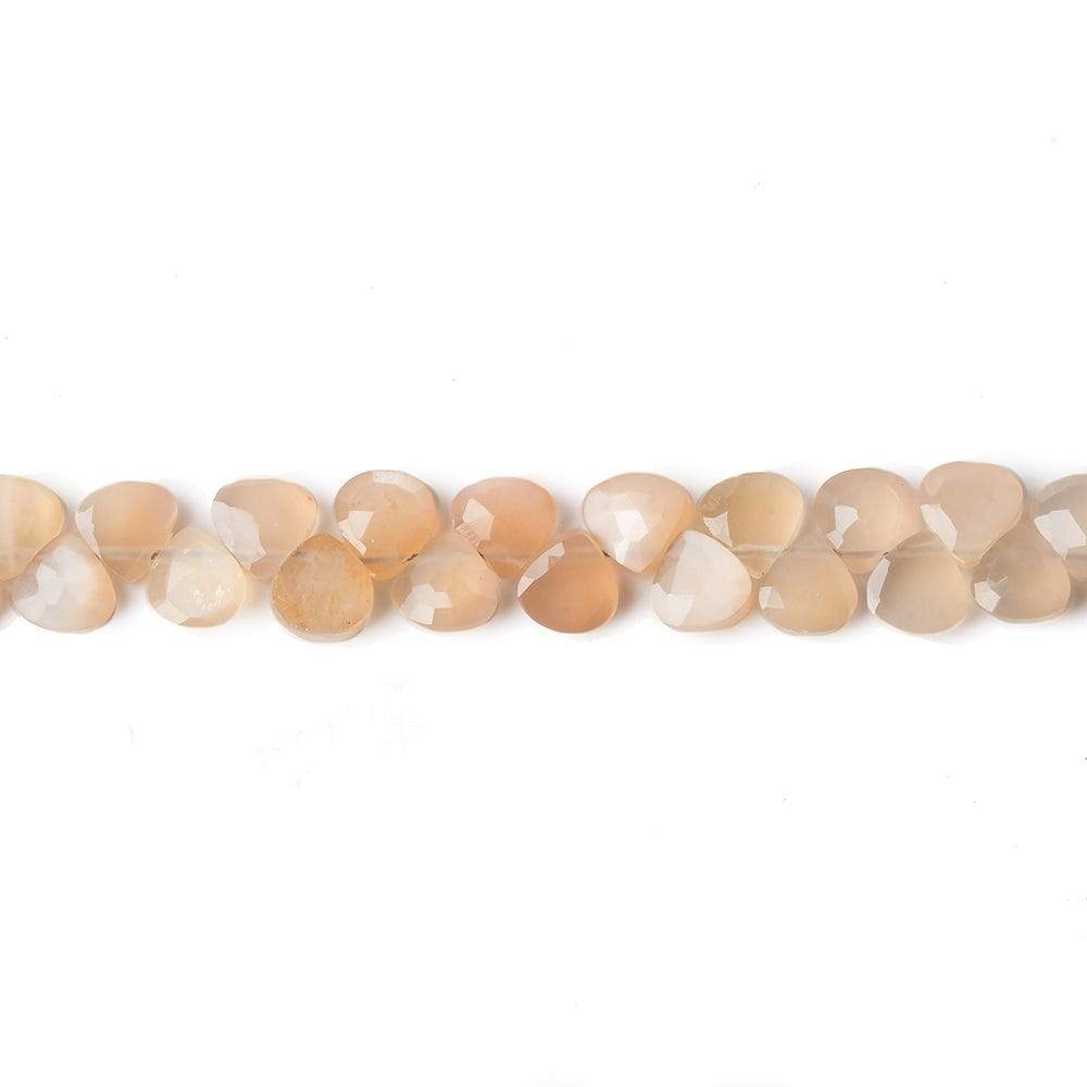 5x5mm Shaded Peach Moonstone Heart Micro-Briolette Beads 6 inch 54 pieces - Beadsofcambay.com