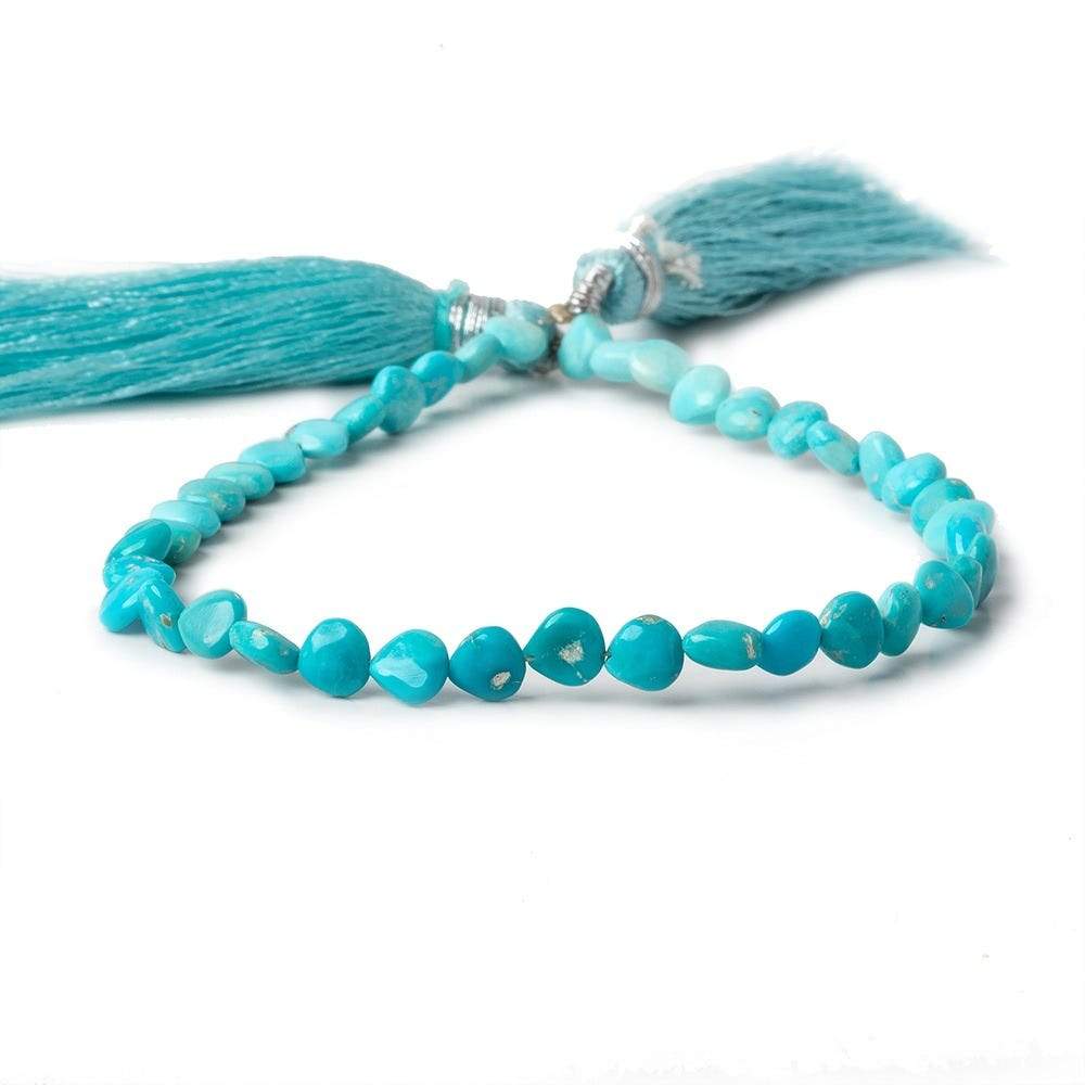 5x5mm Turquoise straight drilled plain hearts 8 inch 38 beads - Beadsofcambay.com