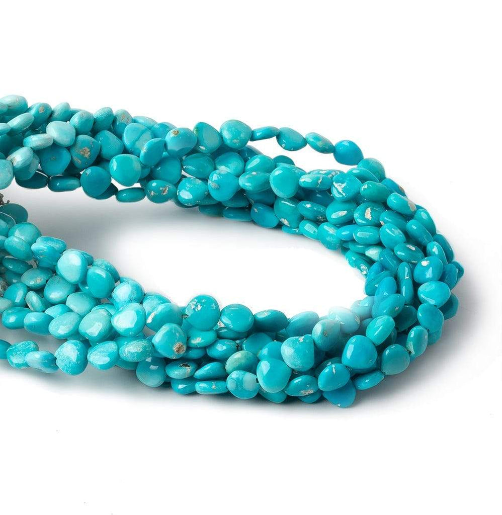 5x5mm Turquoise straight drilled plain hearts 8 inch 38 beads - Beadsofcambay.com