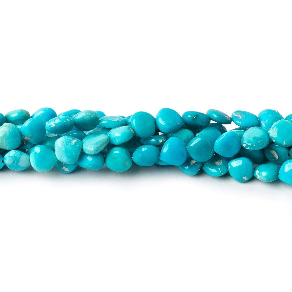 5x5mm Turquoise straight drilled plain hearts 8 inch 38 beads - Beadsofcambay.com