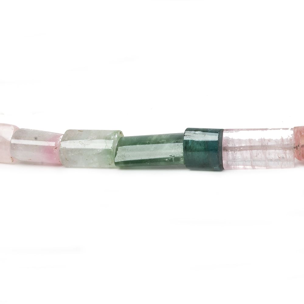 5x6-11x7mm Multi Color Tourmaline plain tube beads 16 inch 37 pieces A Grade - Beadsofcambay.com