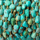 5x6-12x11mm Chinese Turquoise plain nugget Vermeil chain by the foot 23 pcs - Beadsofcambay.com
