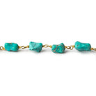 5x6-12x11mm Chinese Turquoise plain nugget Vermeil chain by the foot 23 pcs - Beadsofcambay.com