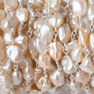 5x6-7x8mm Blush Peach Keshi Freshwater Pearl Silver .925 Chain by the foot - Beadsofcambay.com