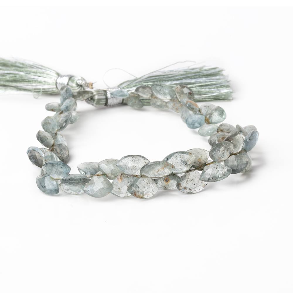 5x6-8x10mm Moss Aquamarine Faceted Fan Beads 8 inch 64 pieces - Beadsofcambay.com