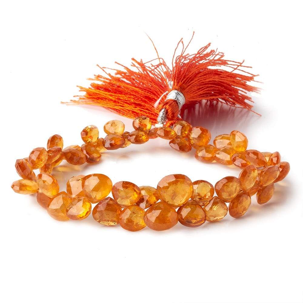 5x6-9x10mm Mandarin Garnet Faceted Heart Beads 9 inch 59 pieces AAA - Beadsofcambay.com
