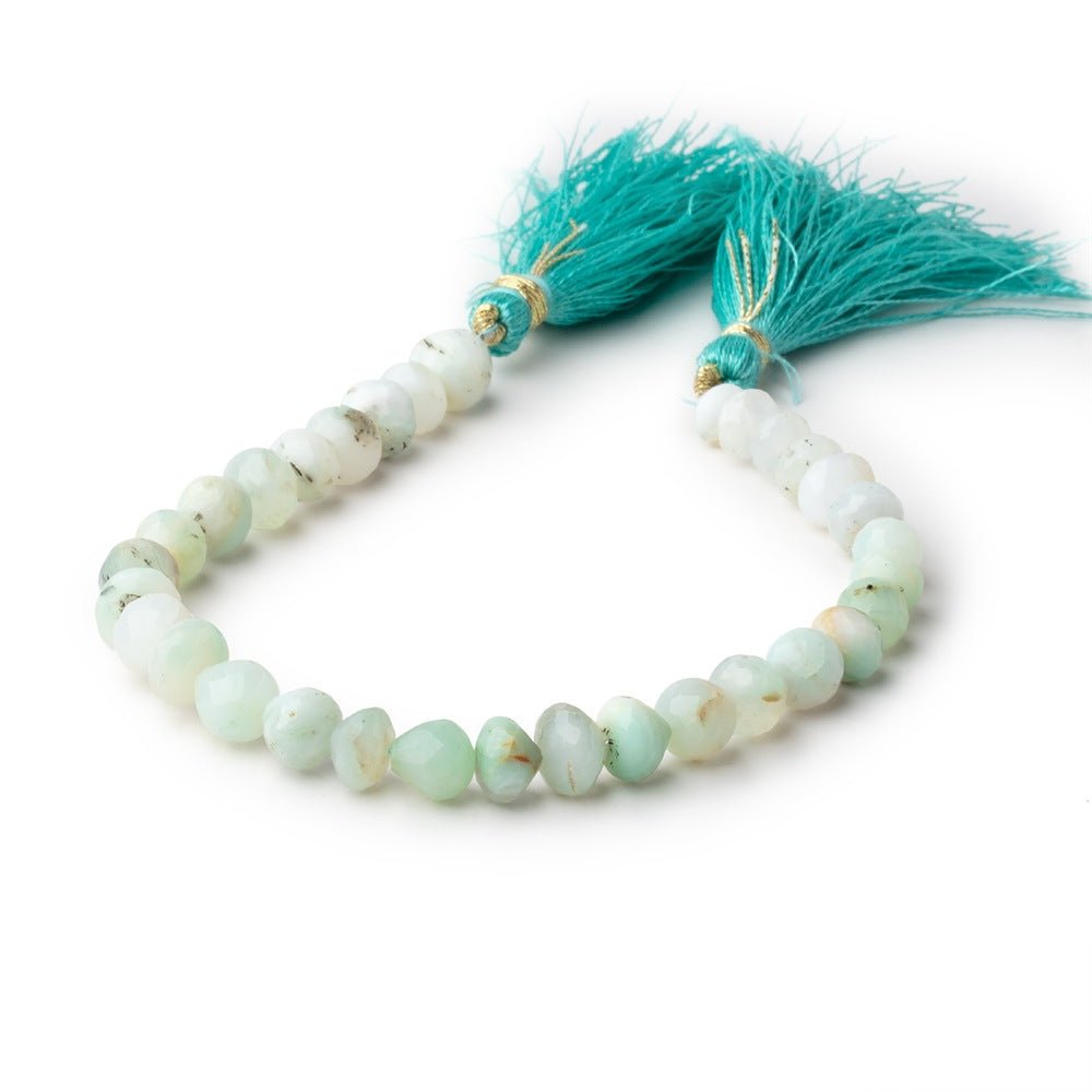 5x6.5-7x7mm Blue Peruvian Opal Faceted Candy Kiss beads 8 inch 30 pieces - Beadsofcambay.com