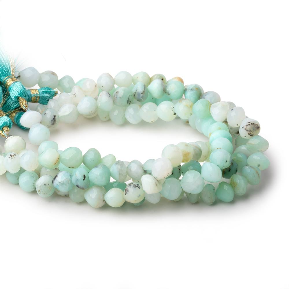 5x6.5-7x7mm Blue Peruvian Opal Faceted Candy Kiss beads 8 inch 30 pieces - Beadsofcambay.com