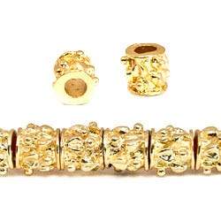 5x6mm 22kt Gold Plated Copper Bead Nugget Tube, Large Hole *DISCONTINUED* - Beadsofcambay.com