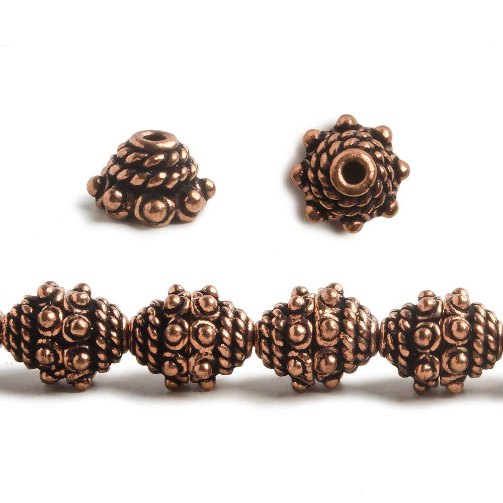 5x8.5mm Copper Bead Cap Bali with Granulation and Twisted Wire 8 inch 40 pcs - Beadsofcambay.com