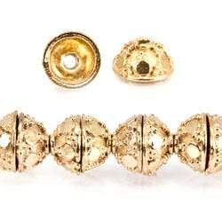 5x8mm 22kt Gold Plated Copper Bead Cap, Bali Design *DISCONTINUED* - Beadsofcambay.com