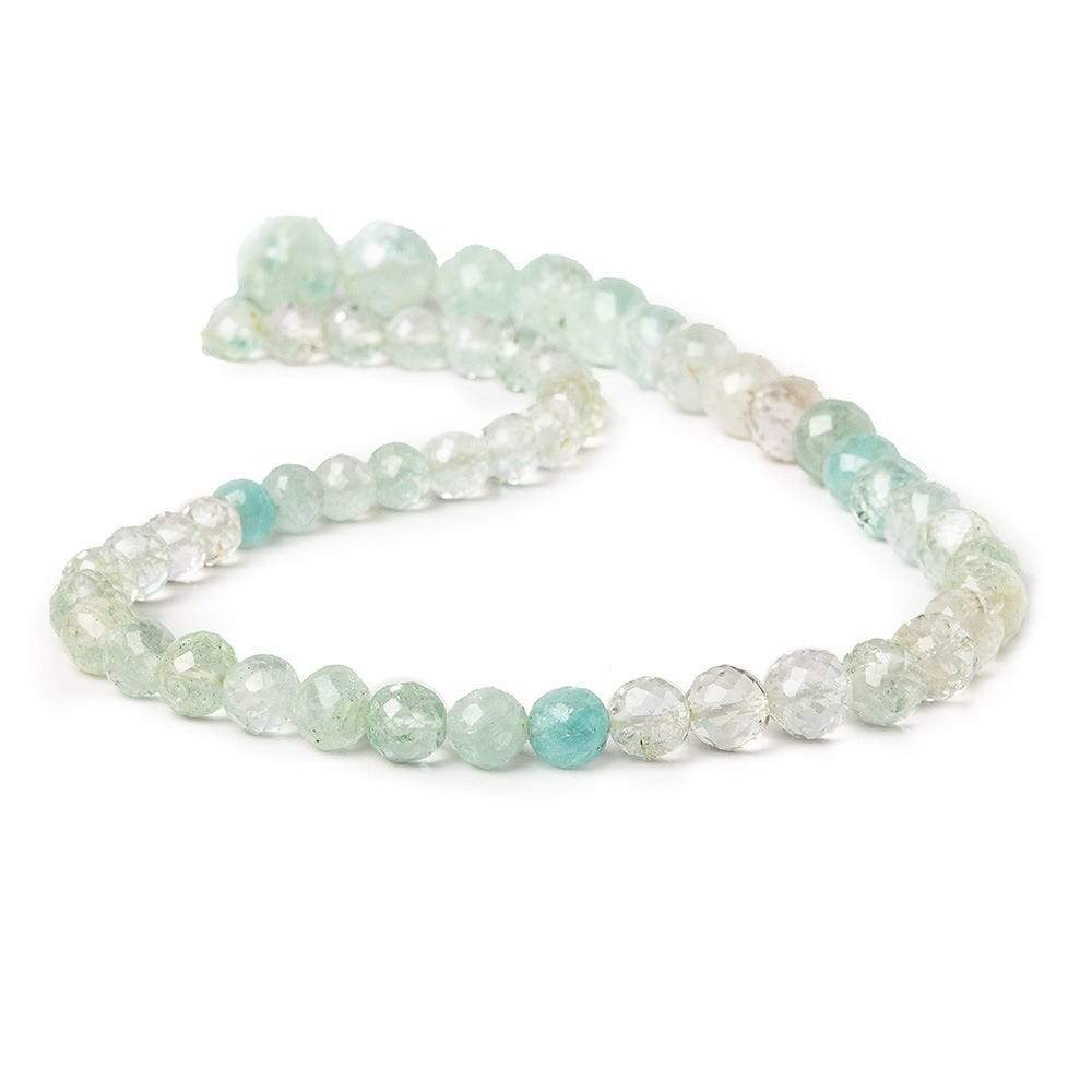6-10mm Aquamarine Faceted Round 14.25 inch 52 pieces - Beadsofcambay.com