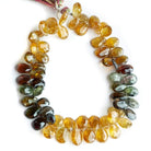 6-10mm Brown, Gold, Green Tourmaline Faceted Pear Beads 8 inch 62 beads - Beadsofcambay.com
