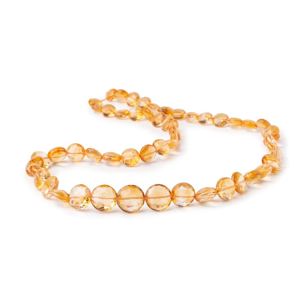 6-10mm Citrine Faceted Coin Beads 16 inch 54 pieces - Beadsofcambay.com