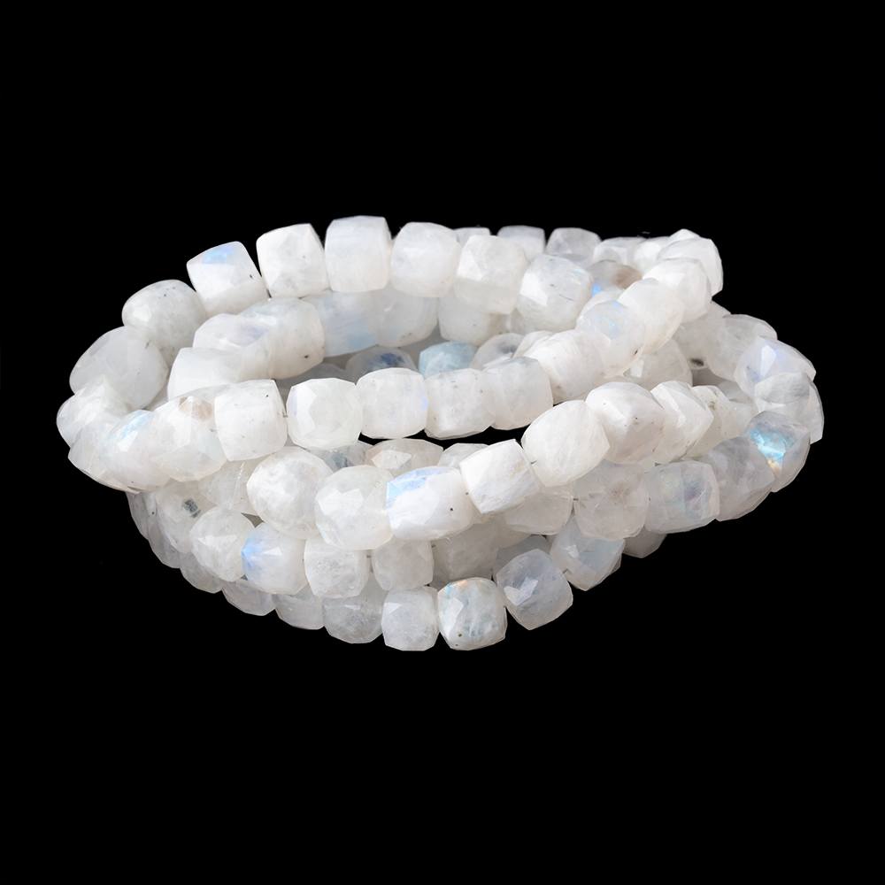 6-10mm Rainbow Moonstone Faceted Cube Beads 16 inch 48 pieces - Beadsofcambay.com