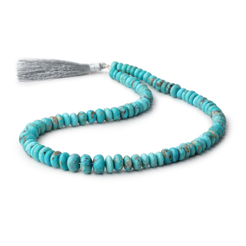 6-10mm Sleeping Beauty Turquoise Faceted Rondelle Beads 16 inch 100 pieces AA - Beadsofcambay.com