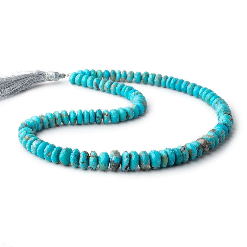 6-10mm Sleeping Beauty Turquoise Faceted Rondelle Beads 16 inch 106 pieces AA - Beadsofcambay.com