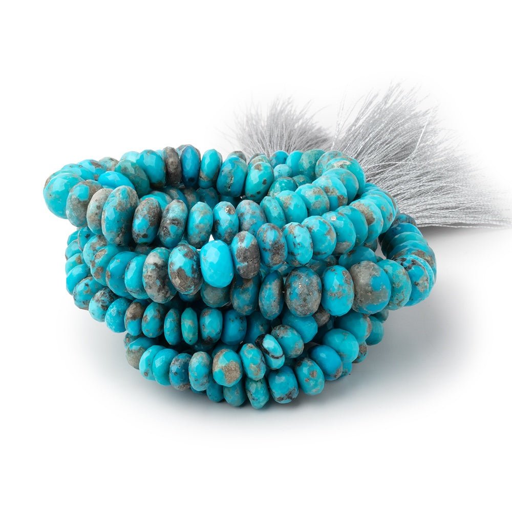 6-10mm Sleeping Beauty Turquoise Faceted Rondelle Beads 16 inch 95 pieces AA - Beadsofcambay.com