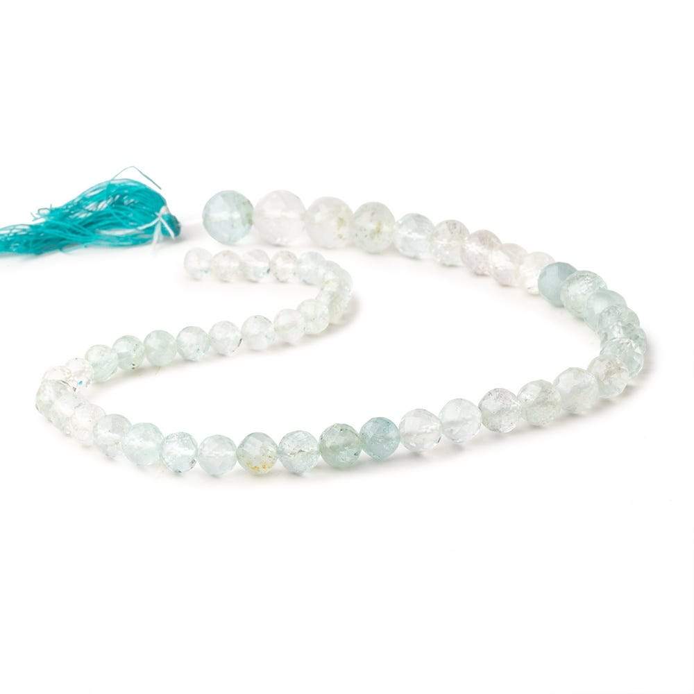 6-11mm Aquamarine Faceted Round Beads 14.5 inch 51 pieces - Beadsofcambay.com