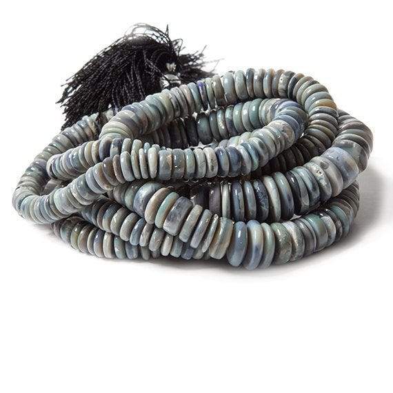 6-11mm Blue Gray Australian Opal Heshi Beads 20 inch 225 pieces A - Beadsofcambay.com