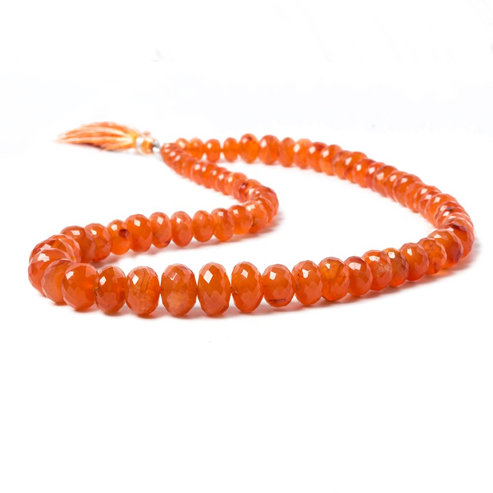 6-11mm Carnelian Faceted Rondelle Beads 15.5 inch 71 pieces - Beadsofcambay.com