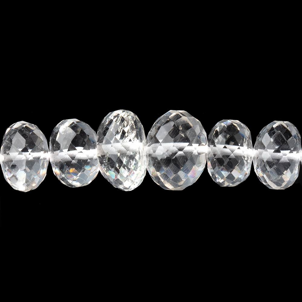 6-11mm Crystal Quartz Faceted Rondelle Beads 17 inch 84 pieces - Beadsofcambay.com