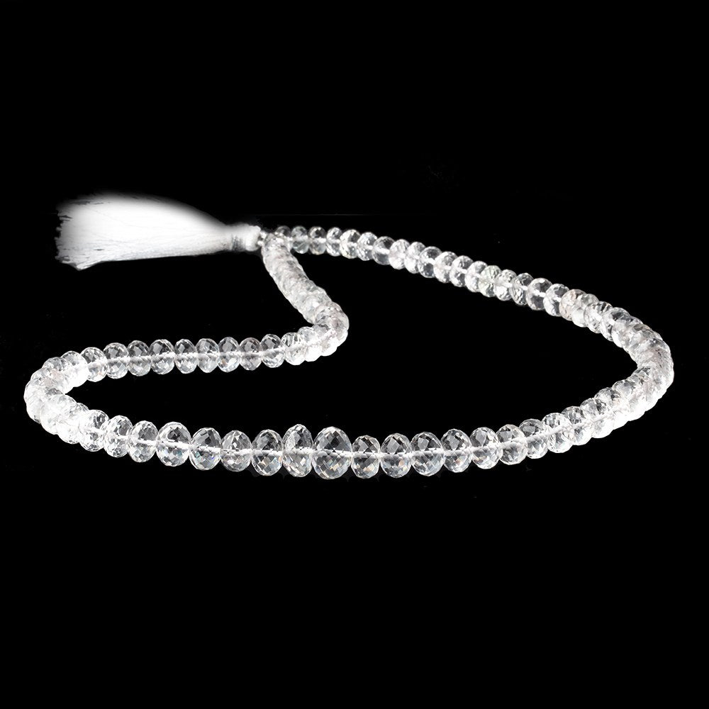 6-11mm Crystal Quartz Faceted Rondelle Beads 17 inch 84 pieces - Beadsofcambay.com