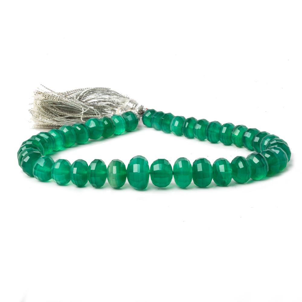 6-11mm Green Onyx Checkerboard Faceted Rondelle Beads 8 inch 40 pieces - Beadsofcambay.com