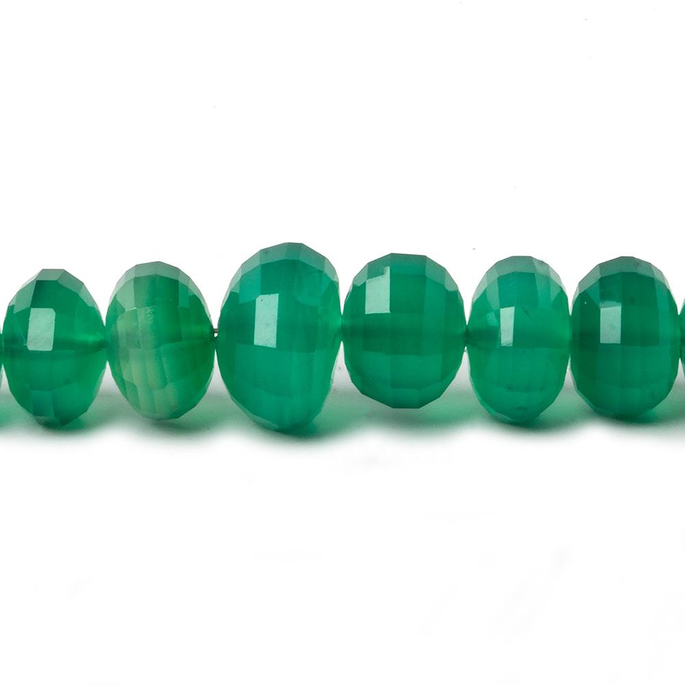 6-11mm Green Onyx Checkerboard Faceted Rondelle Beads 8 inch 40 pieces - Beadsofcambay.com