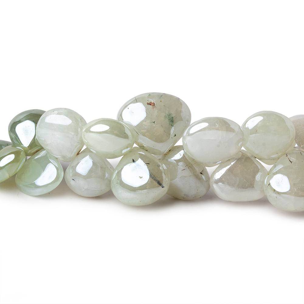 6-11mm Mystic Prehnite Plain Heart Beads 7.5 inch 50 pieces - Beadsofcambay.com