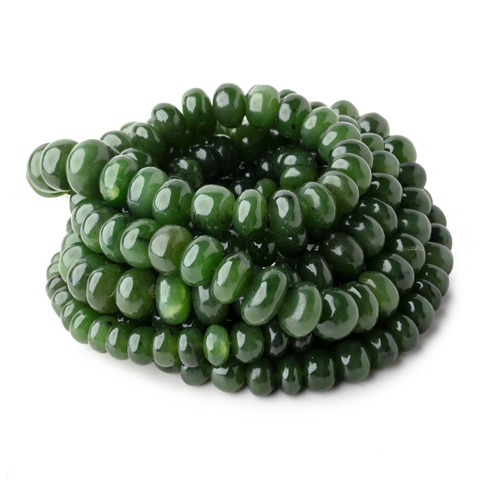 6-11mm Nephrite Jade Plain Rondelle Beads 18 inch 82 pieces - Beadsofcambay.com