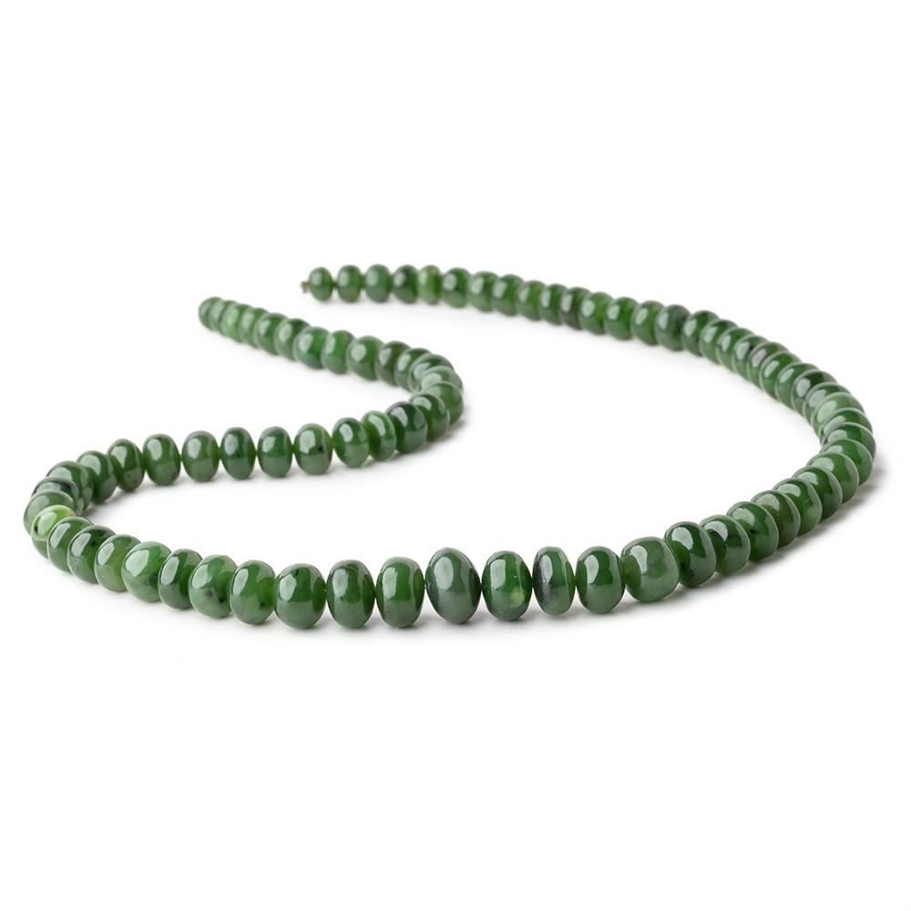 6-11mm Nephrite Jade Plain Rondelle Beads 18 inch 82 pieces - Beadsofcambay.com