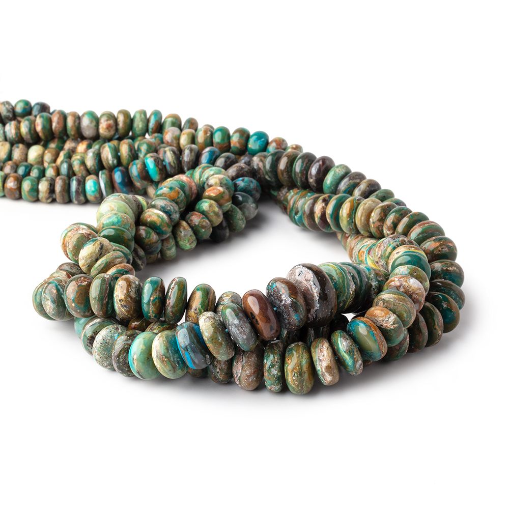 6-12mm Blue Peruvian Opal ( Opalina ) plain rondelle beads 20 inch 110 pieces - Beadsofcambay.com