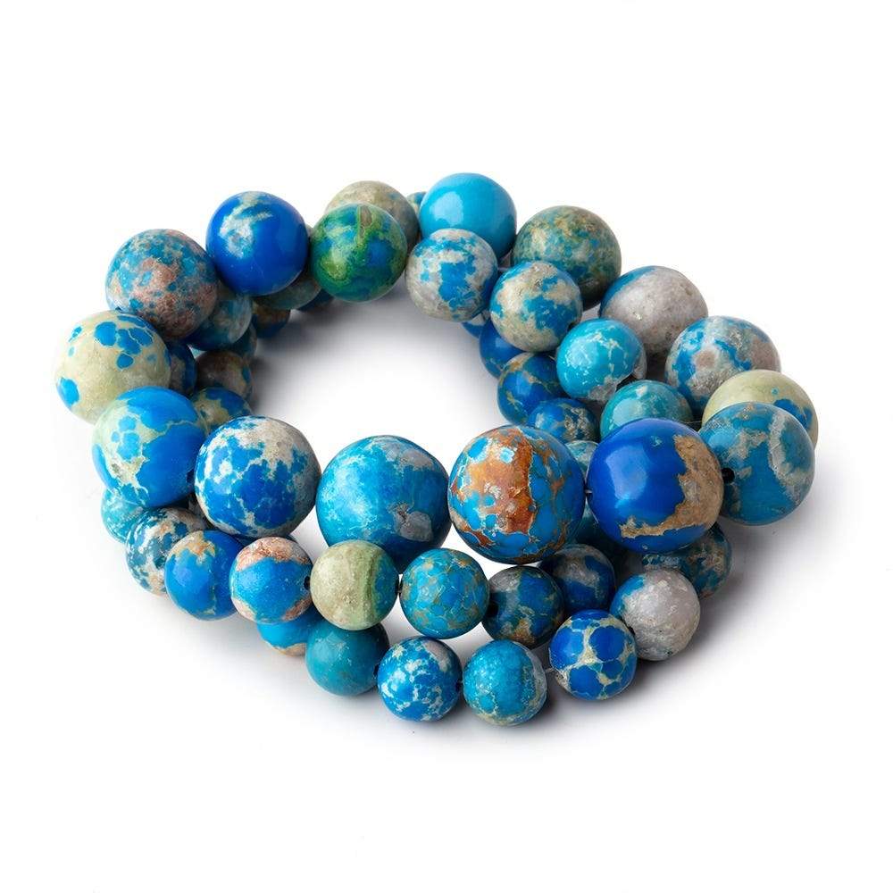 6-12mm Ceruleite Plain Round Beads 18 inch 57 pieces - Beadsofcambay.com