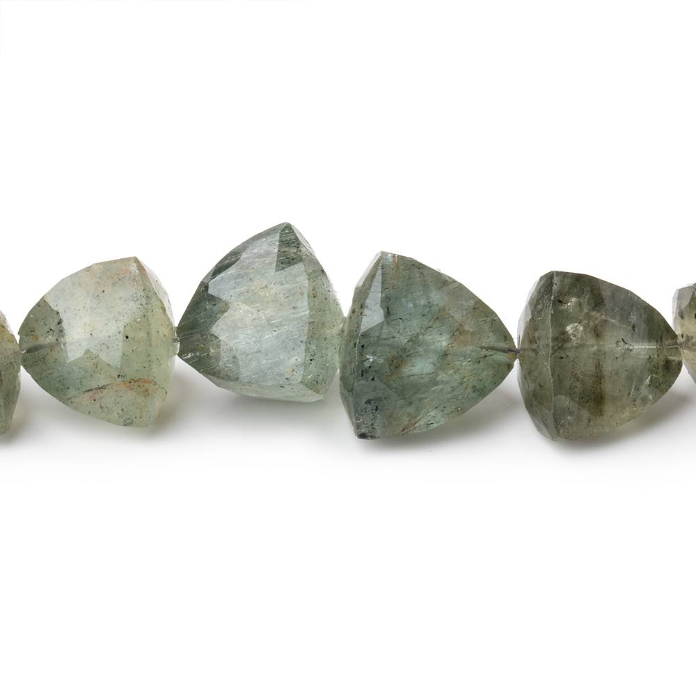 6-12mm Moss Aquamarine Faceted Trillion Beads 15 inch 48 pieces - Beadsofcambay.com