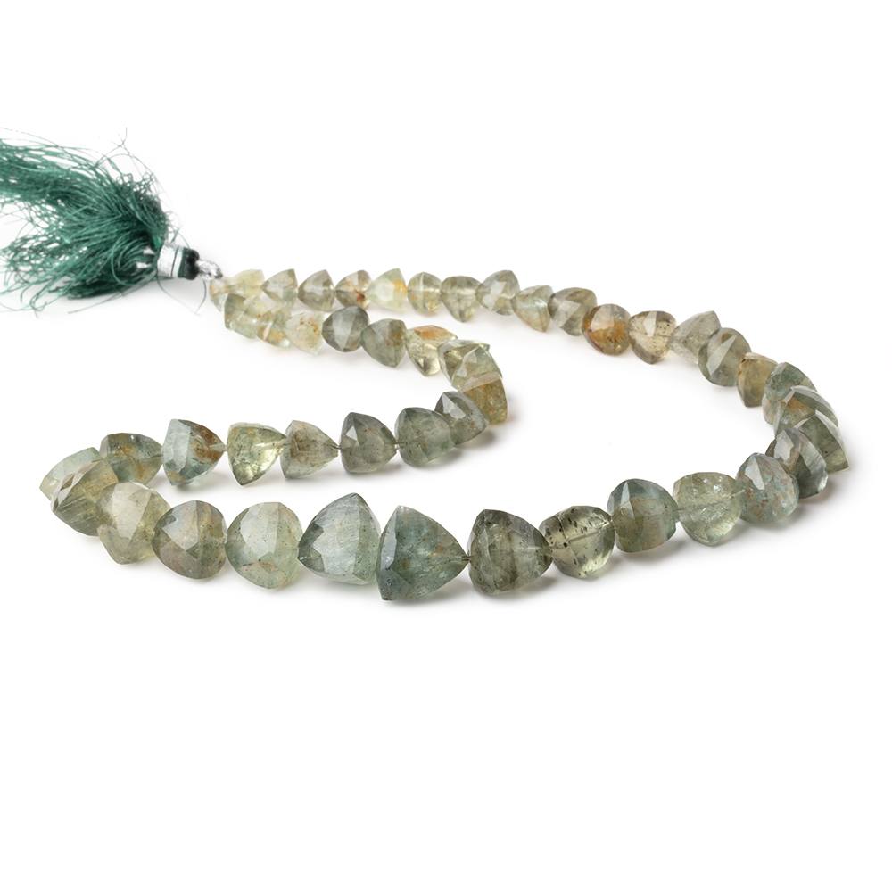 6-12mm Moss Aquamarine Faceted Trillion Beads 15 inch 48 pieces - Beadsofcambay.com