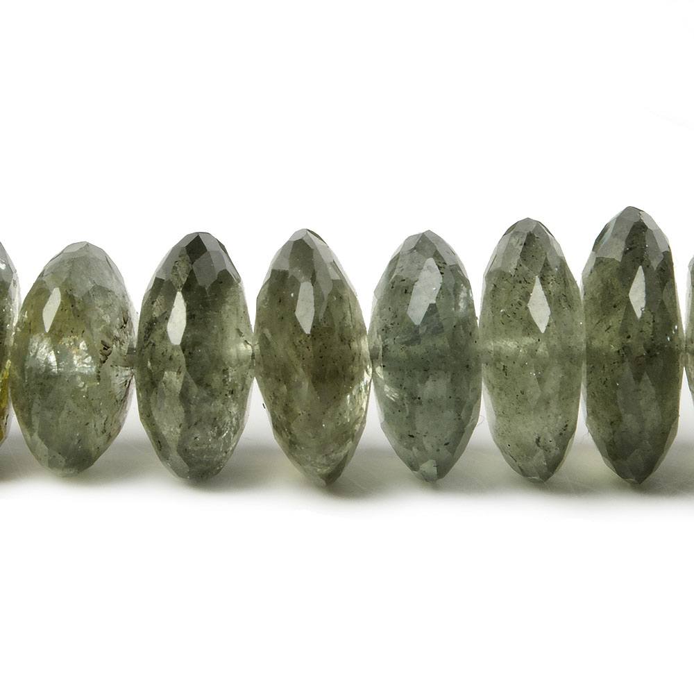 6-12mm Moss Aquamarine German Faceted Rondelles 14 inch 100 beads , - Beadsofcambay.com